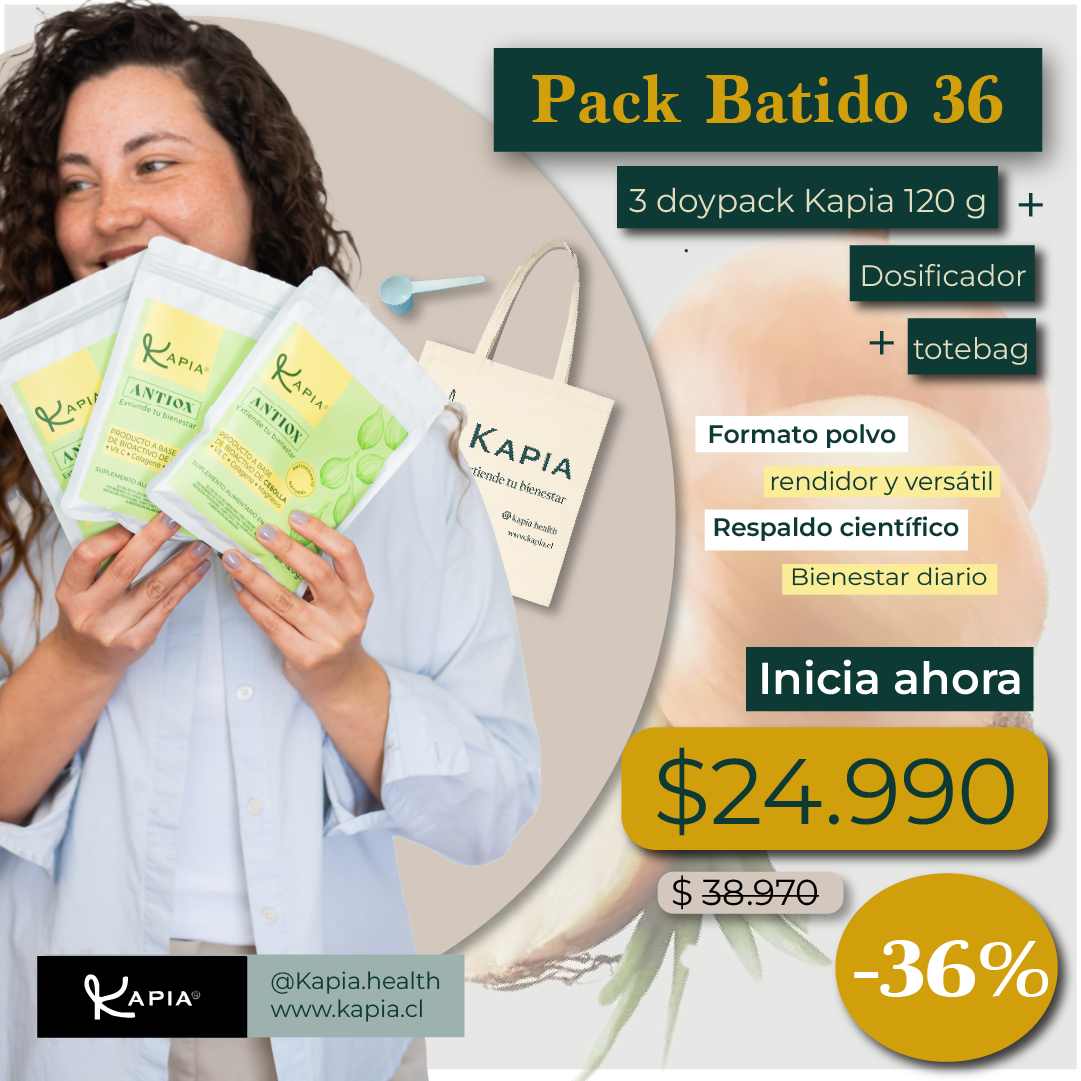 Pack Batido 36 – 3 Doypack Kapia 120 g + Dosificador + Totebag