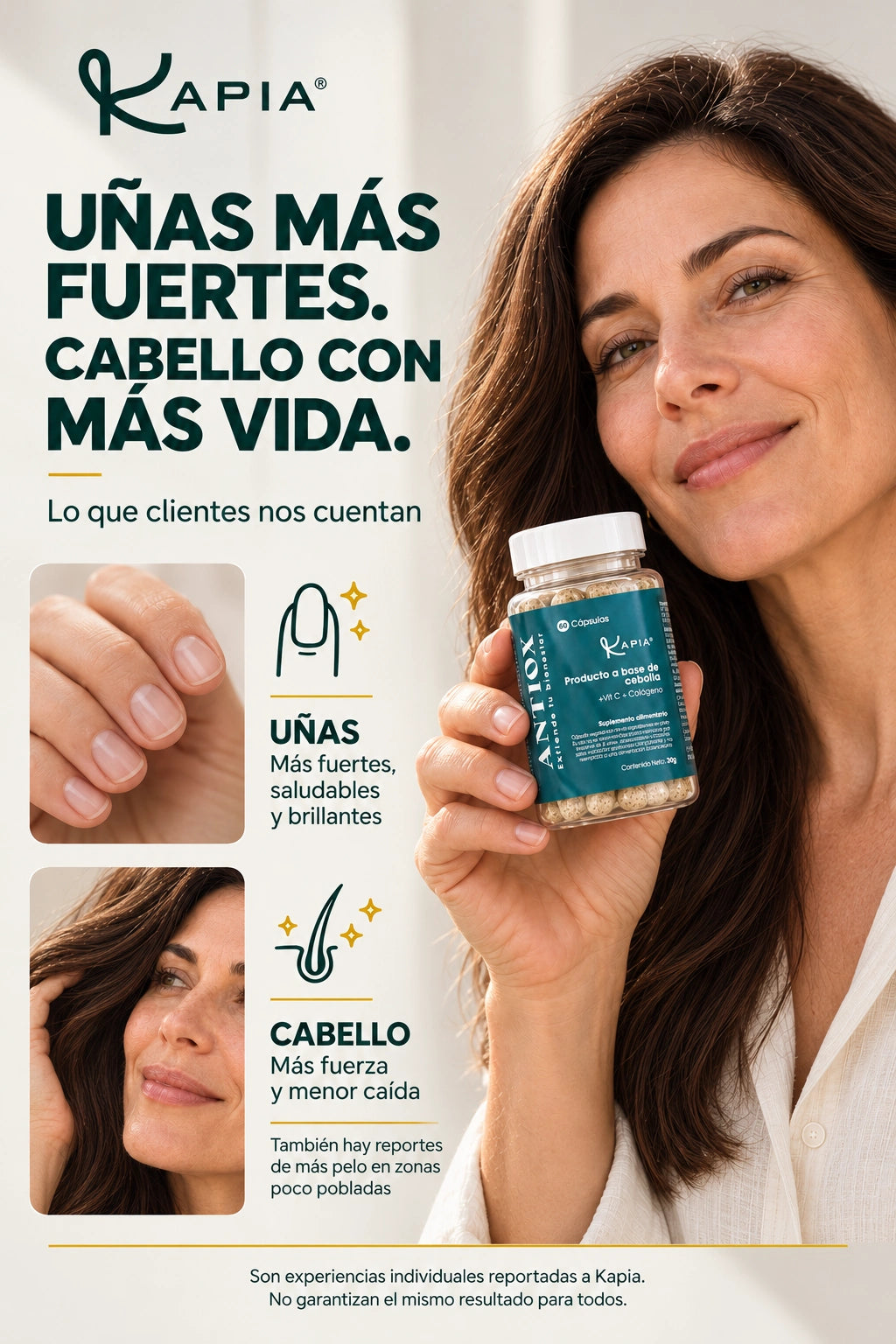 Antiox Kapia · Uñas y cabello reportados · propuesta sin plantas