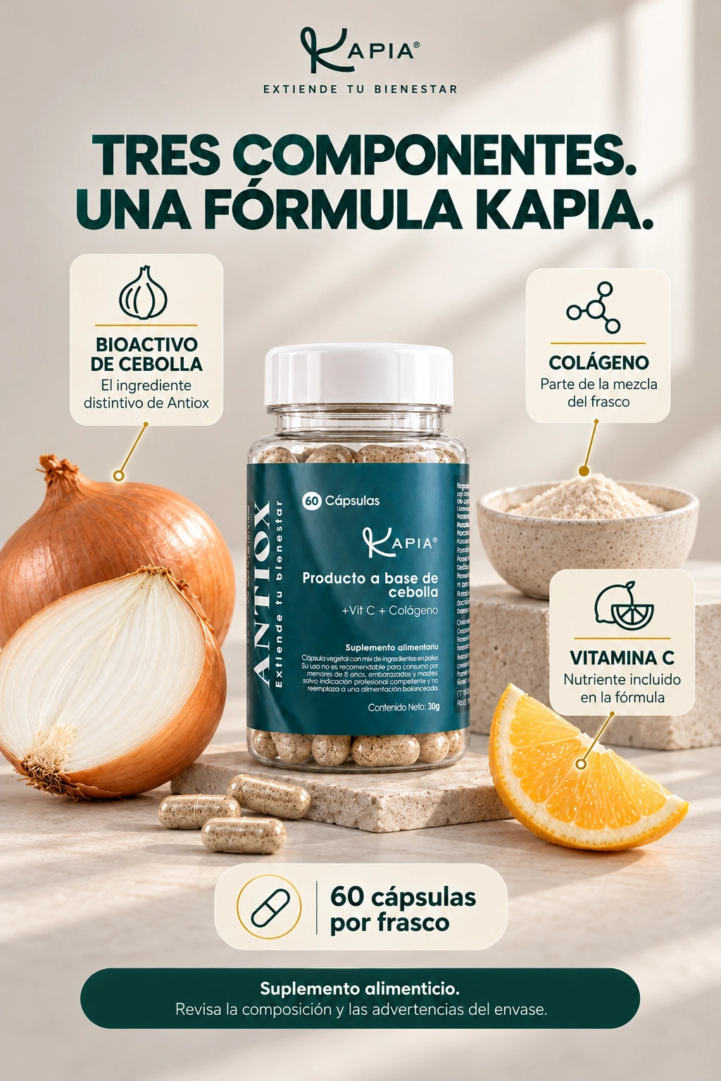 Antiox Kapia · Fórmula del frasco · propuesta sin plantas